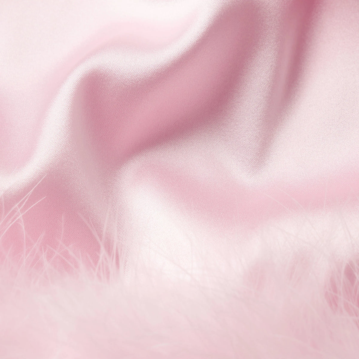 SILK FEATHER TRIM GLOVES | CHERRY BLOSSOM