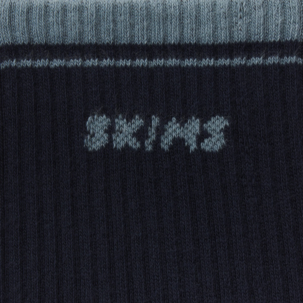 SKIMS SOCKS RIBBED QUARTER CREW LOGO SOCK | NAVY AND KYANITE