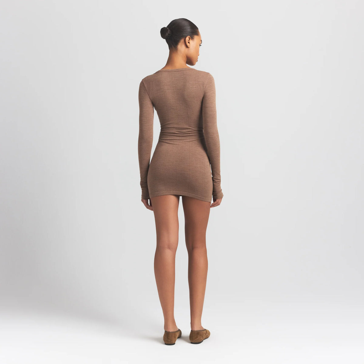 WOOL RIB HENLEY DRESS | SIENNA