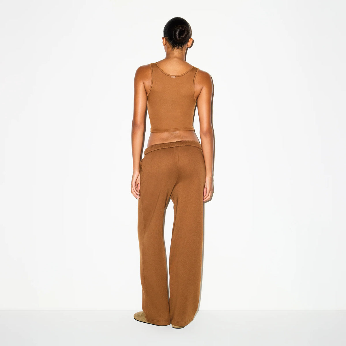 COTTON FLEECE STRAIGHT LEG PANT | BISON