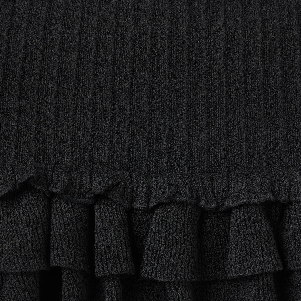 SHEER KNIT RUFFLE DRESS | ONYX