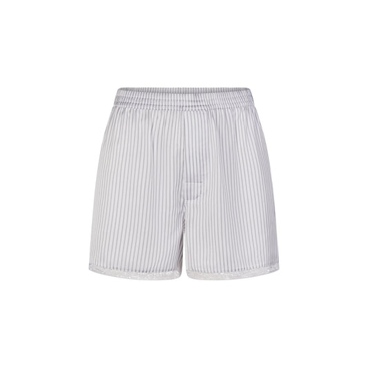 WOVEN SHINE LACE BOXER | SILVER TRIPLE PINSTRIPE