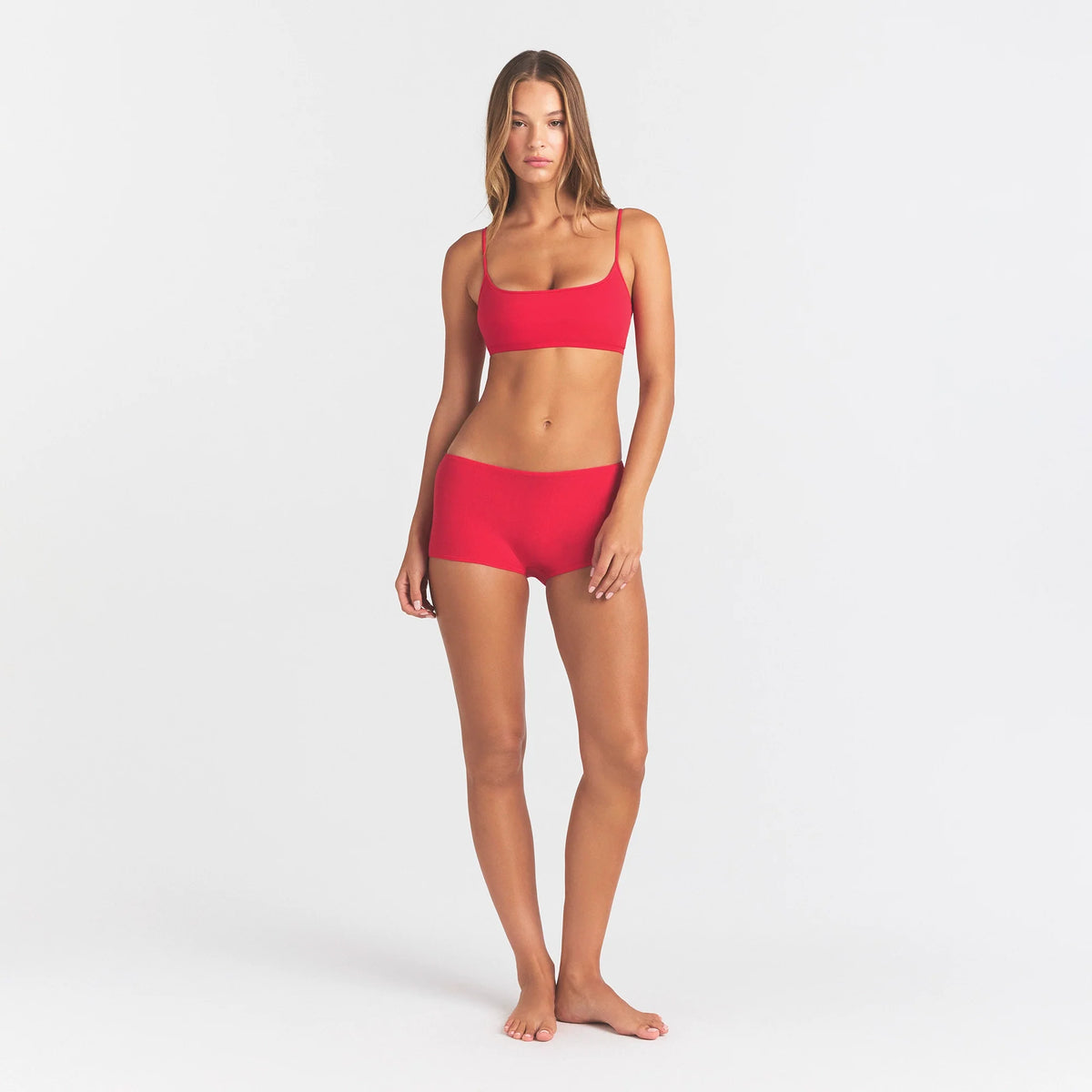 EVERYDAY COTTON SCOOP BRALETTE | CARMINE