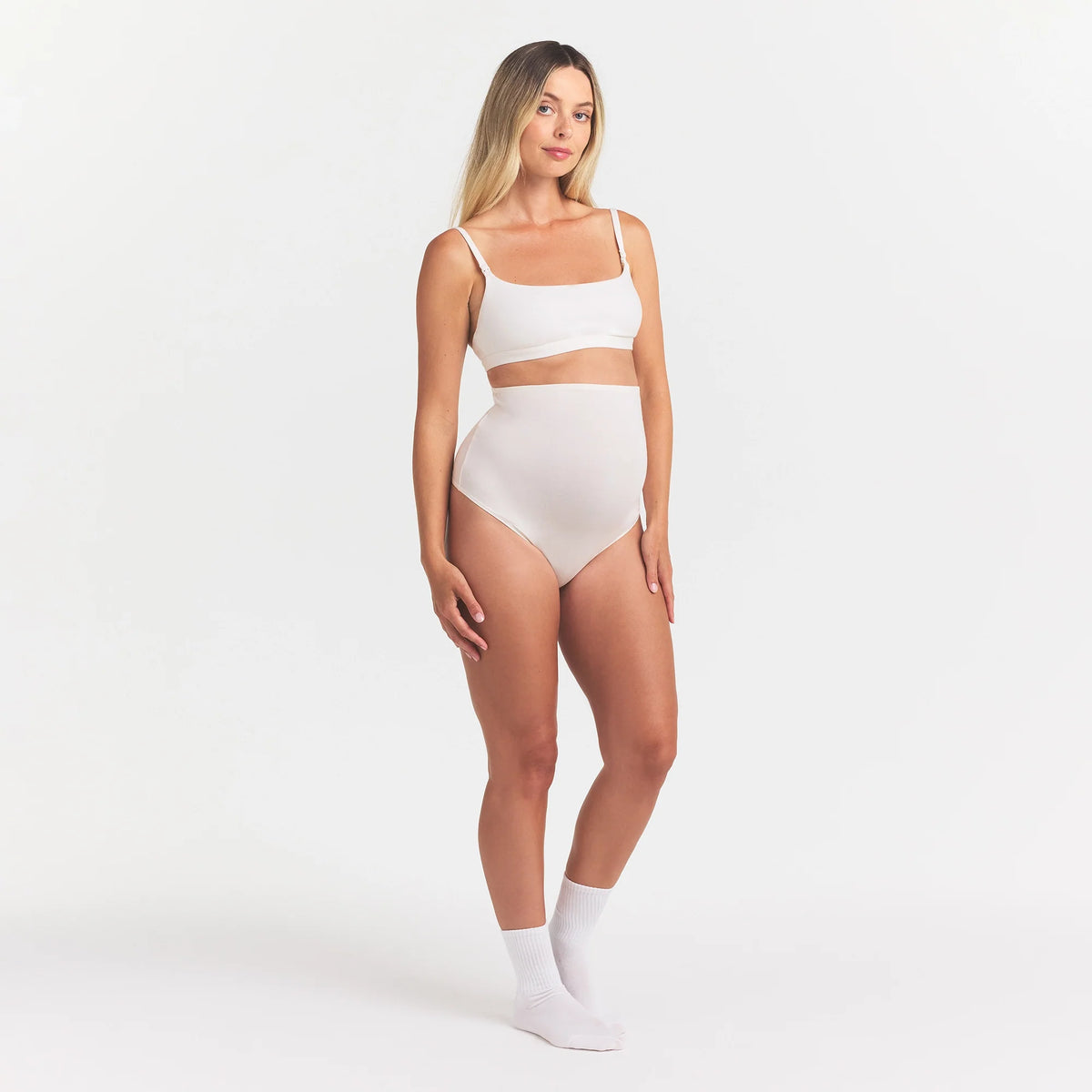 COTTON JERSEY MATERNITY HIGH-WAISTED THONG | MARBLE
