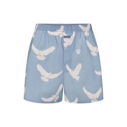 COTTON POPLIN MENS BOXER | AERO TEXTURED DOVE PRINT