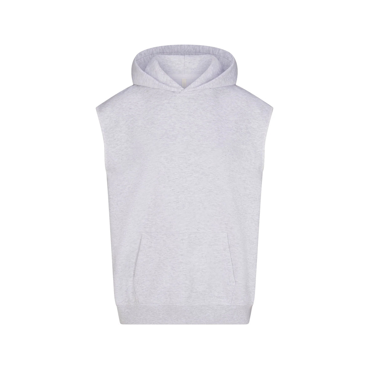COTTON FLEECE OVERSIZED SLEEVELESS HOODIE | LIGHT HEATHER GREY
