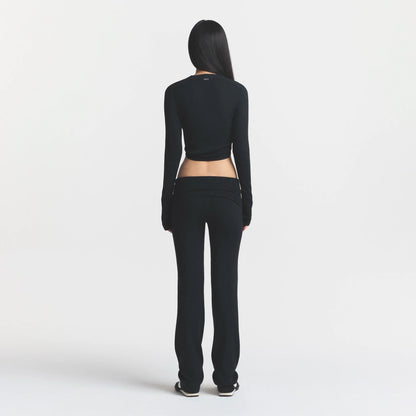ESSENTIAL KNIT ROUNDED CROPPED CARDIGAN | ONYX