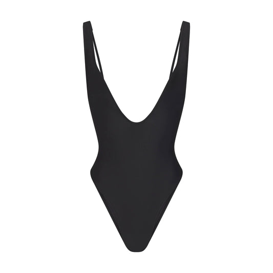 SIGNATURE SWIM PLUNGE ONE PIECE | ONYX
