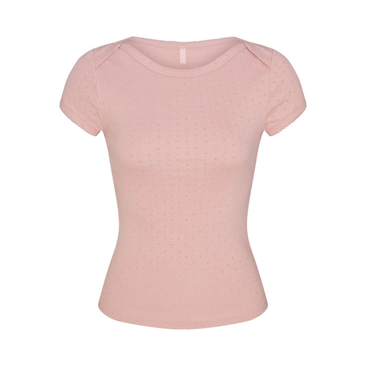 HEAVY POINTELLE BOATNECK TEE | MORGANITE