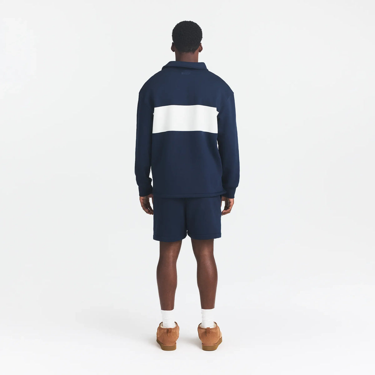 FLEECE LOUNGE MENS RUGBY POLO | NAVY