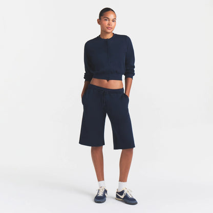 COTTON FLEECE LONG SHORT | NAVY