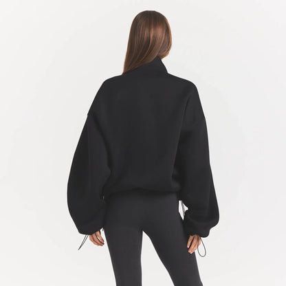 NEOPRENE OUTERWEAR OVERSIZED MOCK NECK JACKET | OBSIDIAN