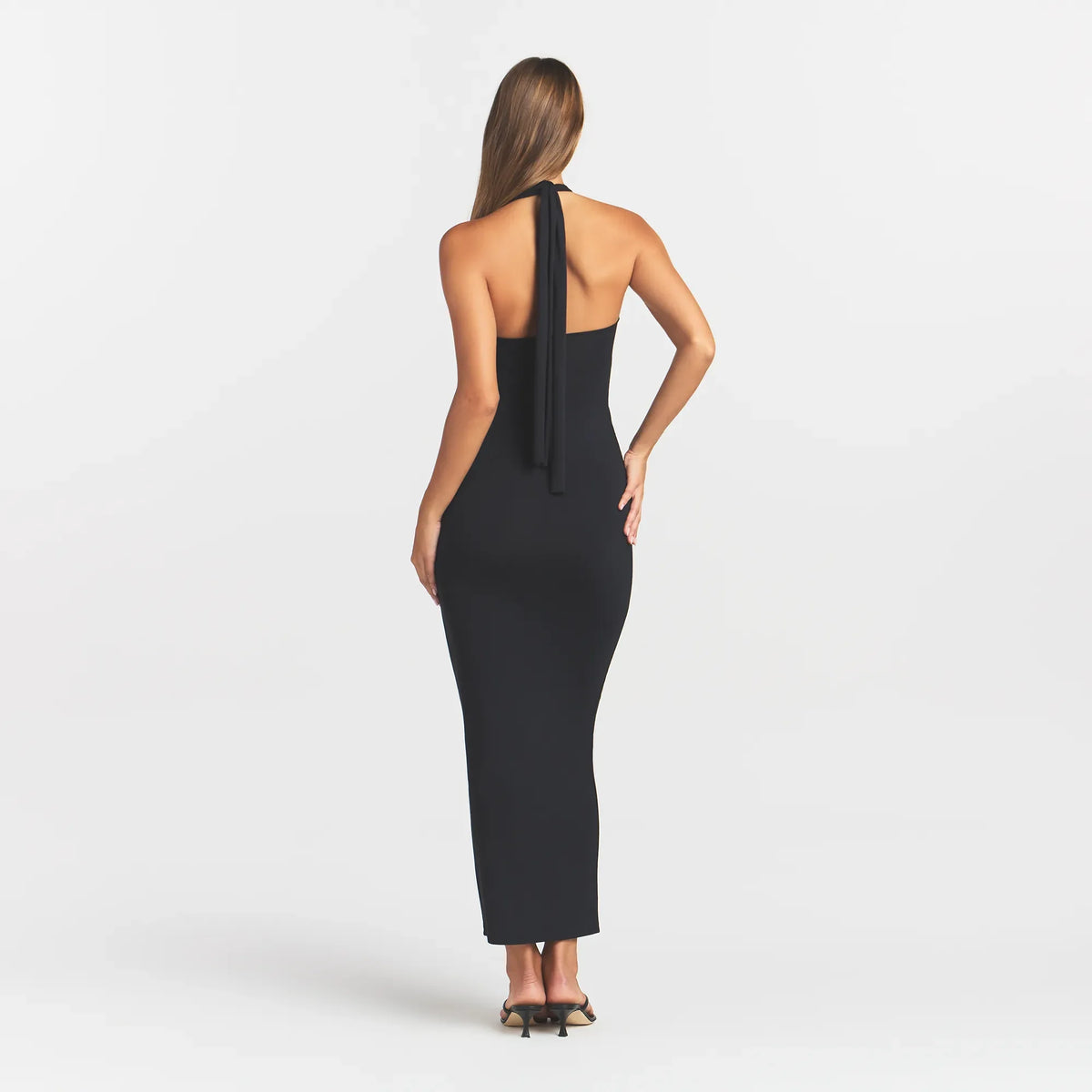 SMOOTH LAYERS CONVERTIBLE LONG DRESS | OBSIDIAN