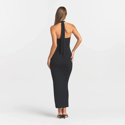 SMOOTH LAYERS CONVERTIBLE LONG DRESS | OBSIDIAN