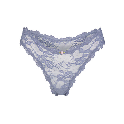 STRETCH LACE DIPPED THONG | SLATE