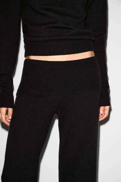 WOOL CASHMERE FOLDOVER PANT | ONYX