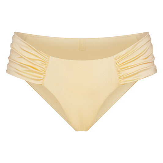 SATIN SWIM RUCHED BIKINI BOTTOM | MARZIPAN