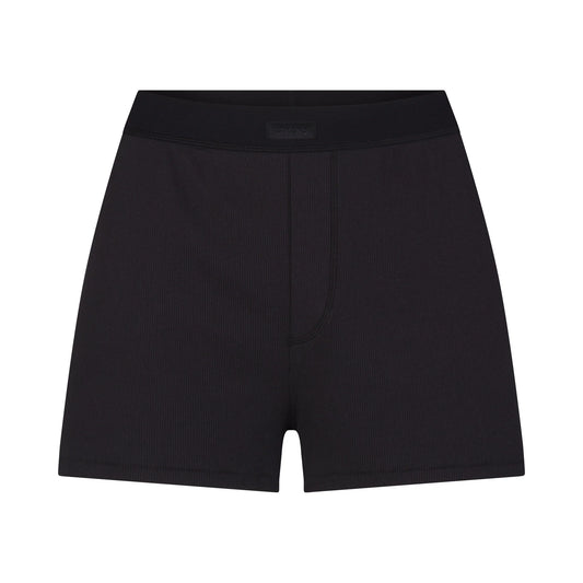 COTTON RIB LOOSE BOXER | SOOT