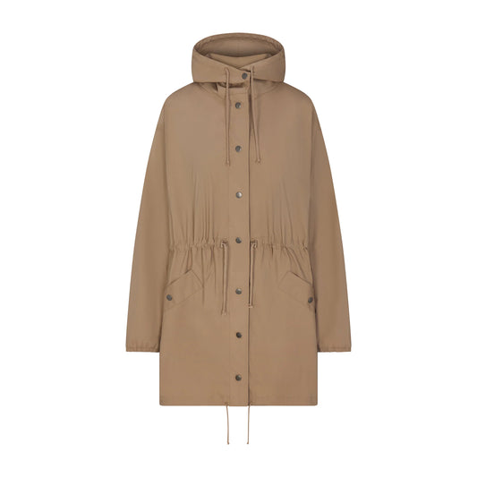 WOVEN COTTON OVERSIZED ANORAK | DESERT