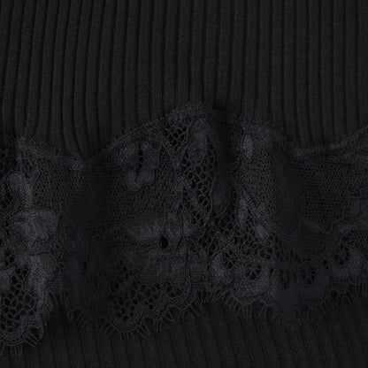 RIB KNIT LACE CAMI | OBSIDIAN