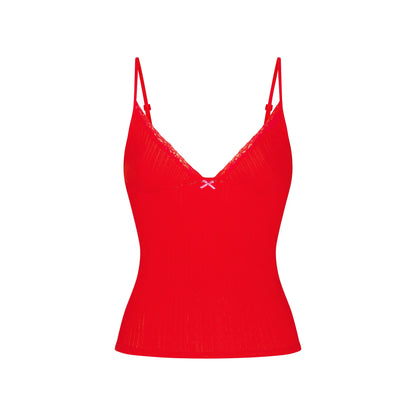 LIGHTWEIGHT COTTON POINTELLE LACE CAMI AND BOY SHORT SET | RUBY TONAL