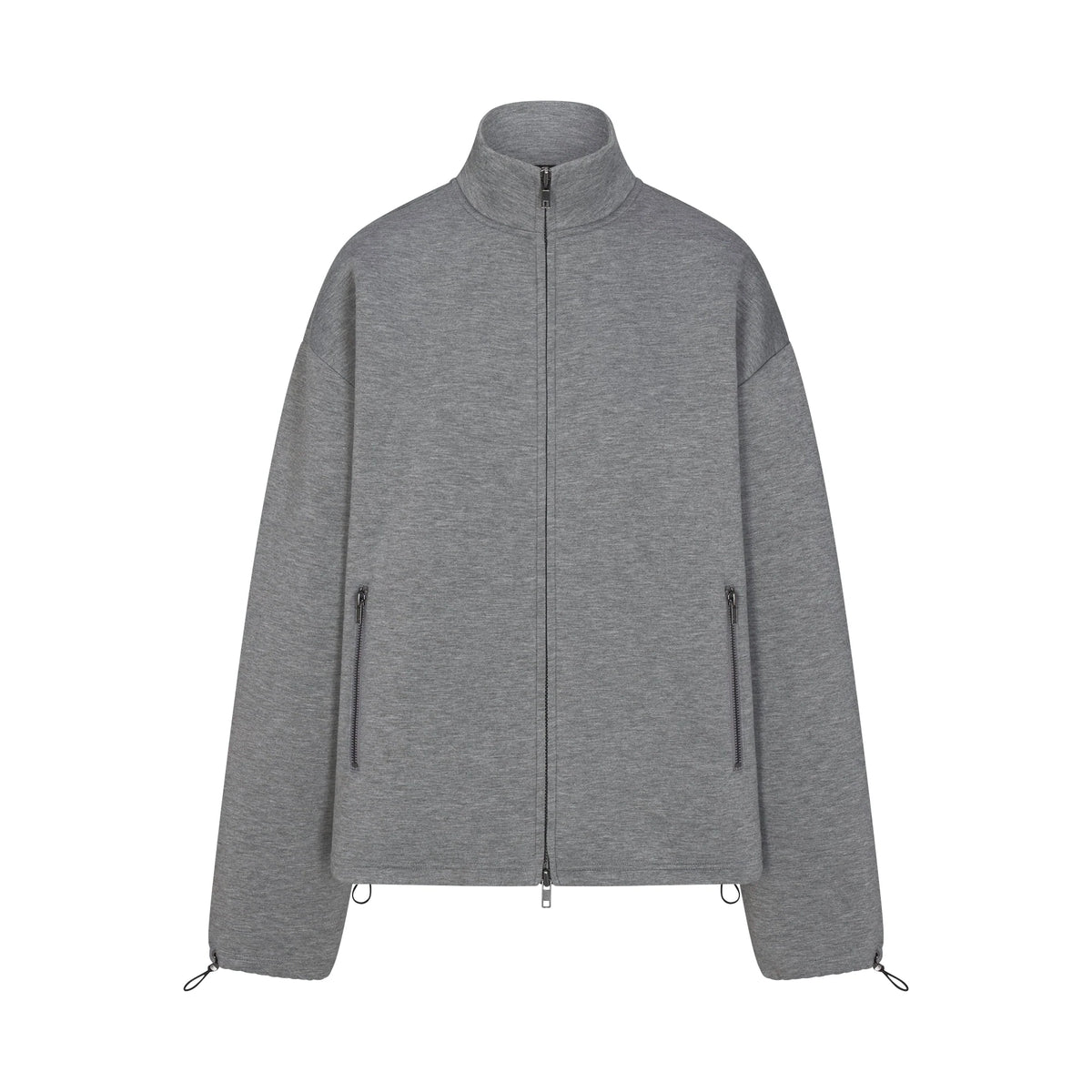 NEOPRENE OUTERWEAR OVERSIZED MOCK NECK JACKET | DARK HEATHER GREY