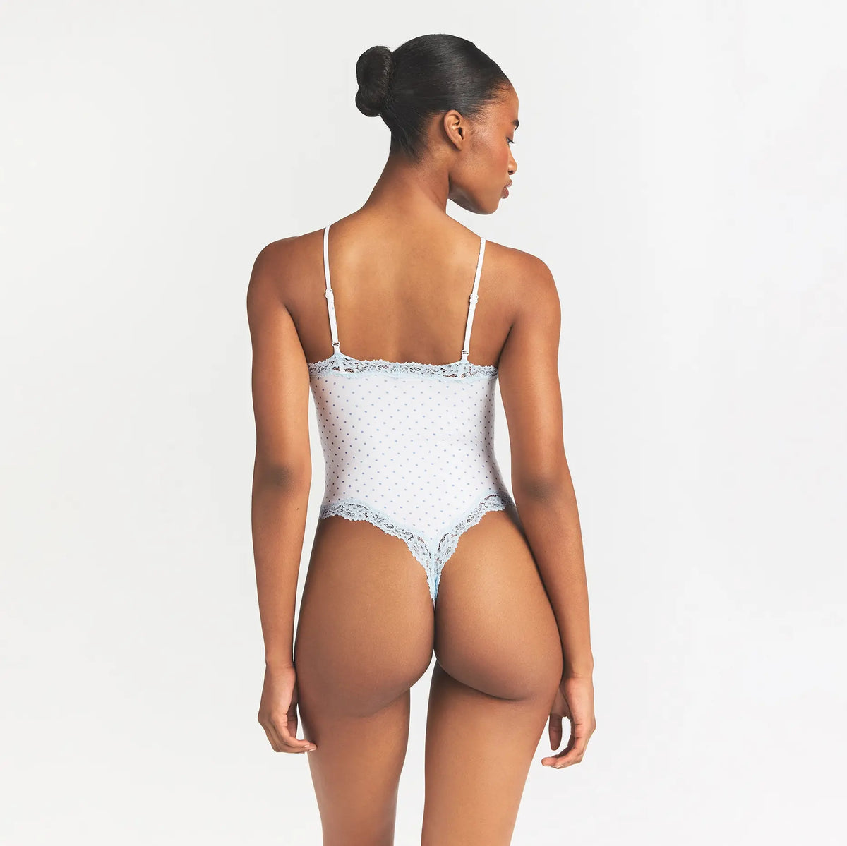 FITS EVERYBODY LACE CAMI BODYSUIT | SLATE PIN DOT PRINT