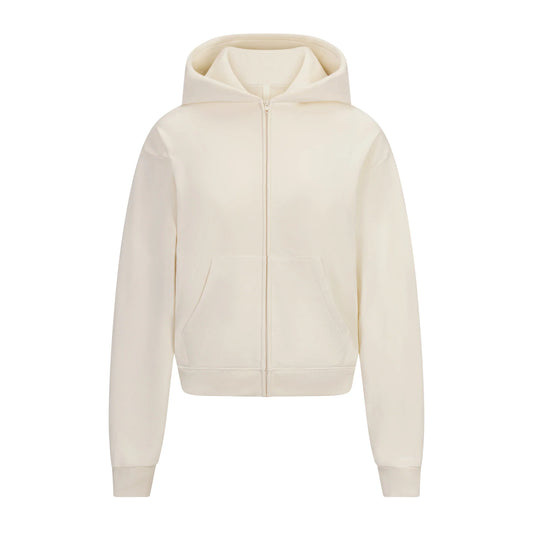 FRENCH TERRY ZIP UP HOODIE | ECRU