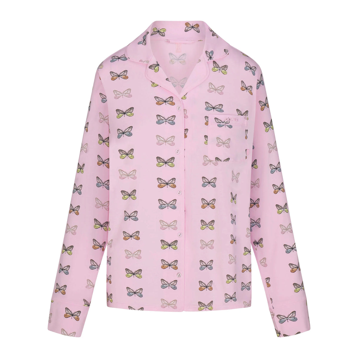 SKIMS SLEEP LONG SLEEVE BUTTON UP SET | PEONY BUTTERFLY PRINT