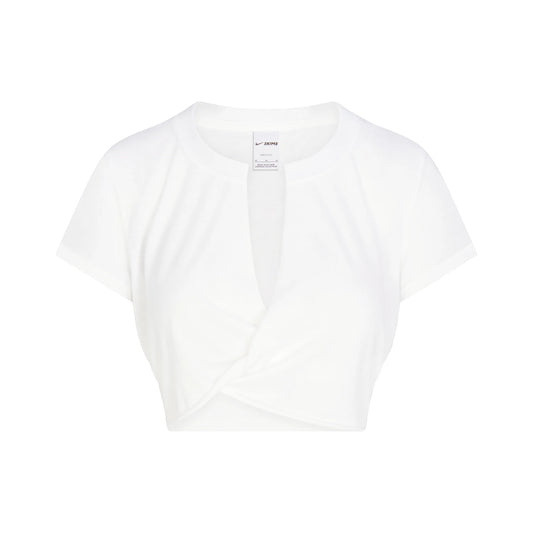 NikeSKIMS PERFORMANCE COTTON BLEND SHORT SLEEVE V-NECK CROP TOP | SNOW