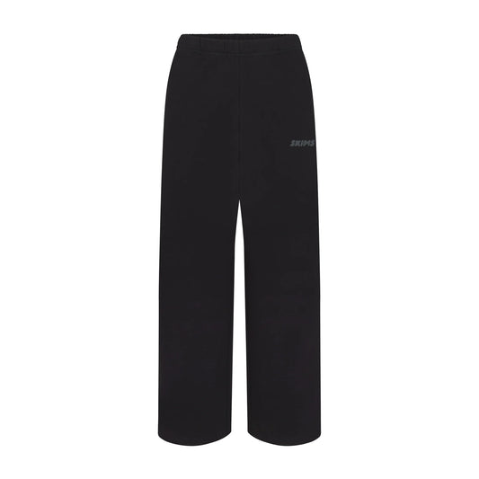 COTTON FLEECE STRAIGHT LEG PANT WITH EMBOSSED LOGO | ONYX
