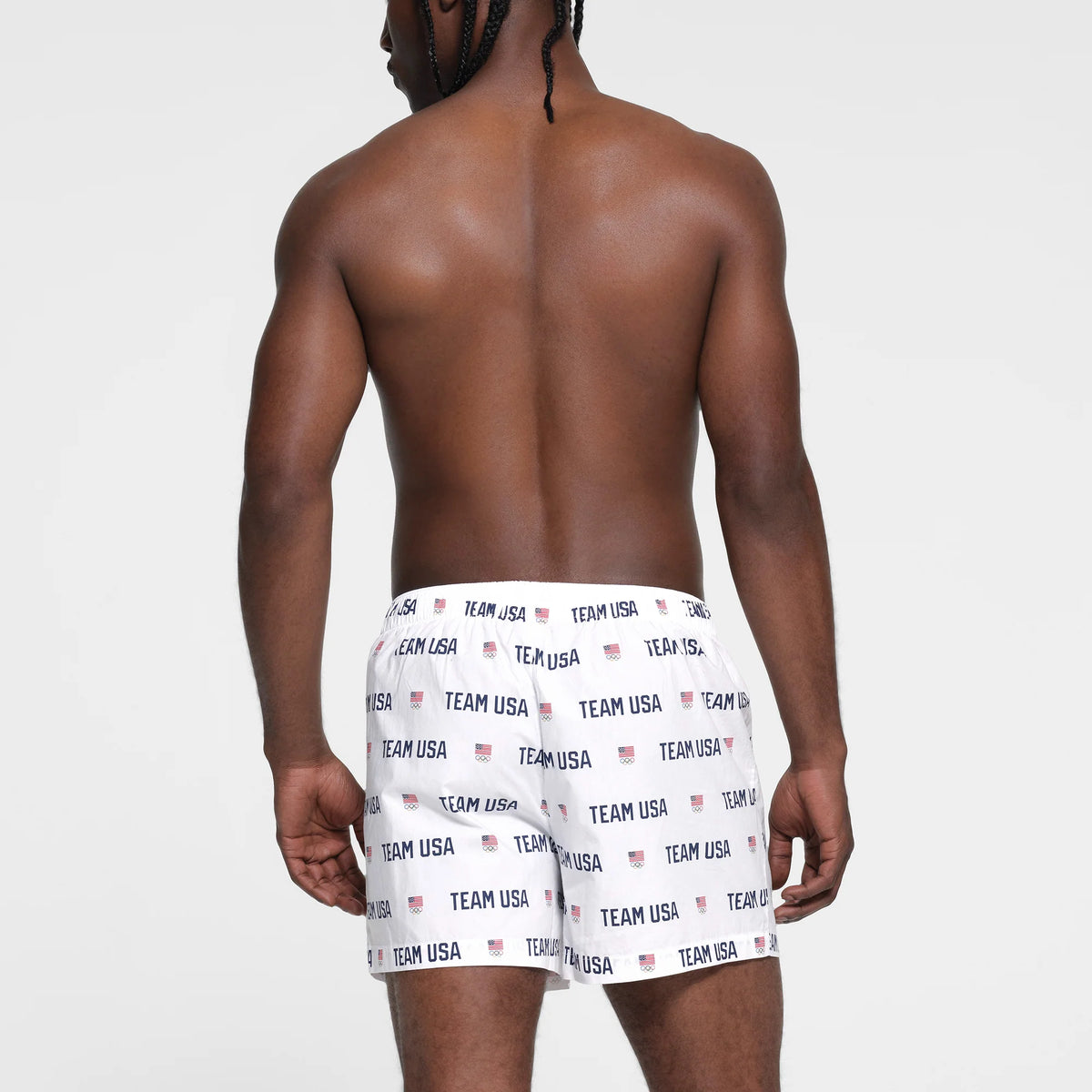 SKIMS FOR TEAM USA COTTON POPLIN SLEEP MENS OLYMPIC BOXER | WHITE