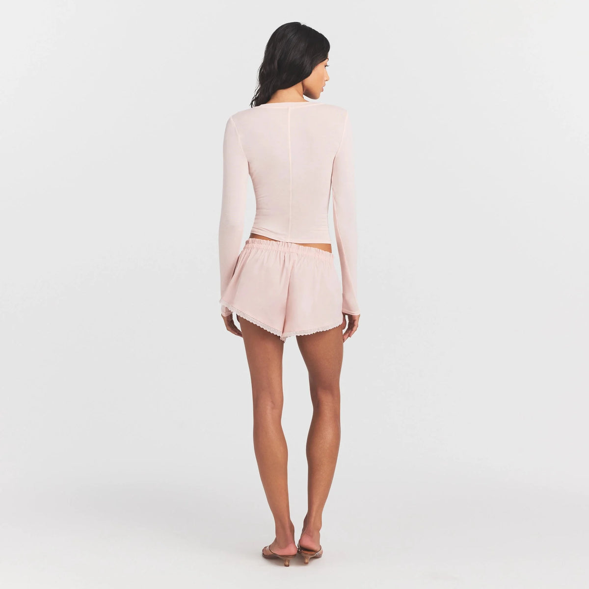 SHEER MODAL CREWNECK HENLEY | PRIMROSE