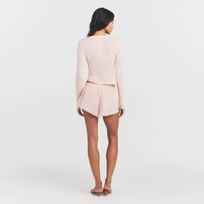 SHEER MODAL CREWNECK HENLEY | PRIMROSE