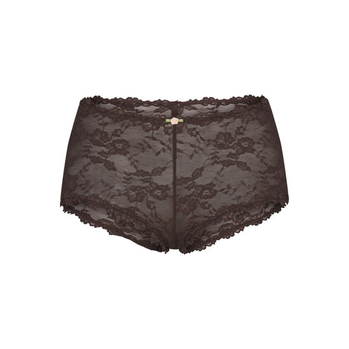 STRETCH LACE BOY SHORT | ESPRESSO