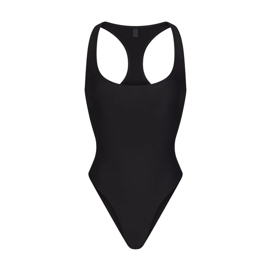 ICONIC SWIM RACERBACK ONE PIECE | OBSIDIAN