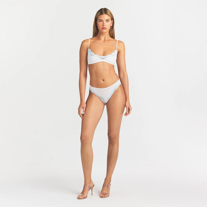 FITS EVERYBODY LACE SCOOP BRALETTE | SLATE PIN DOT PRINT
