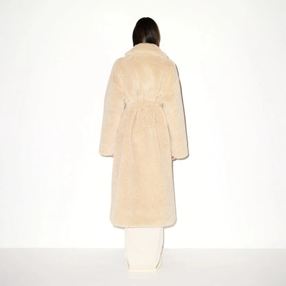 FAUX FUR OVERSIZED LONG COAT | CHAMPAGNE