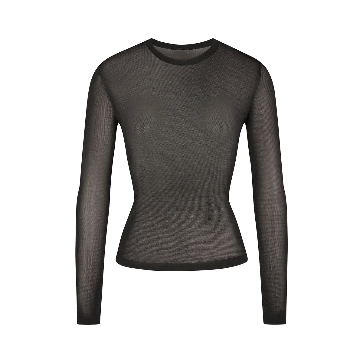 SLINKY KNIT CREW NECK LONG SLEEVE TOP | OBSIDIAN
