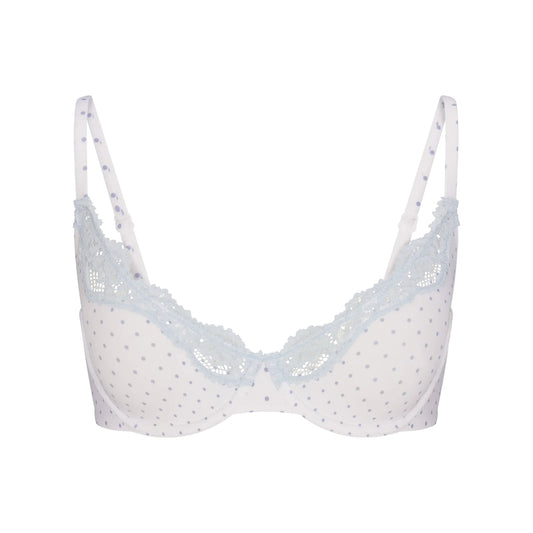 FITS EVERYBODY LACE UNLINED SCOOP BRA | SLATE PIN DOT PRINT