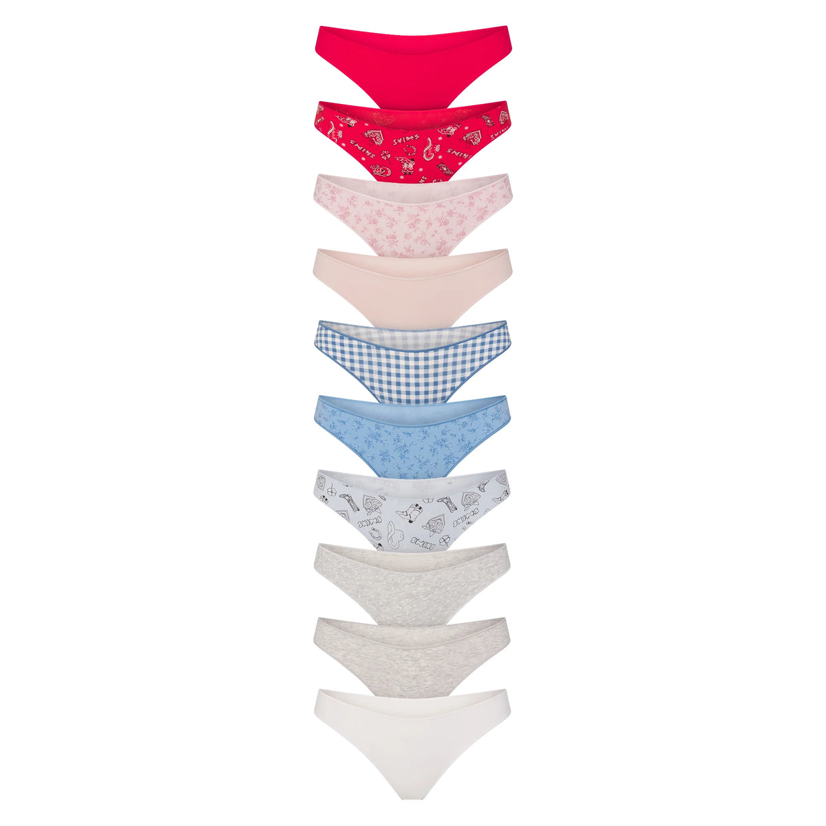 LIGHTWEIGHT COTTON THONG 10-PACK | DAINTY FLORAL MULTI