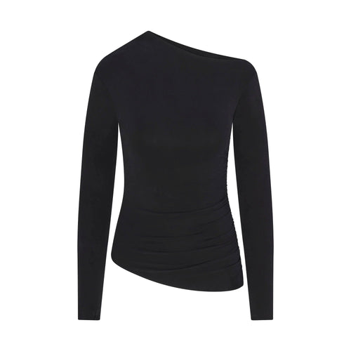 CUPRO JERSEY ASYMMETRICAL TOP | OBSIDIAN