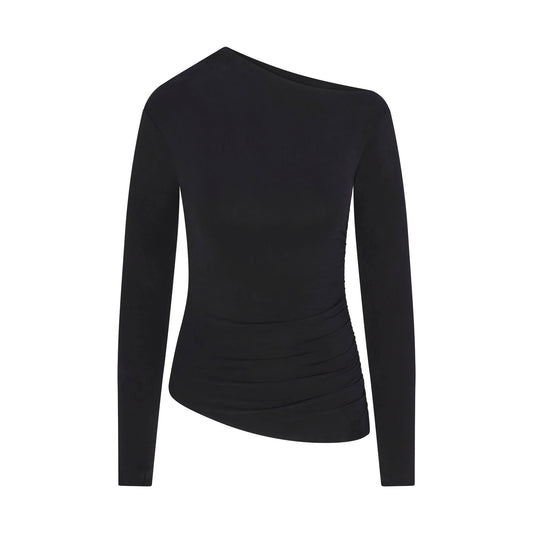 CUPRO JERSEY ASYMMETRICAL TOP | OBSIDIAN