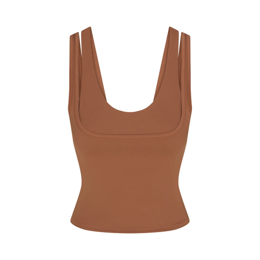 NikeSKIMS MATTE DOUBLE STRAP SCOOP TANK | CAROB BROWN