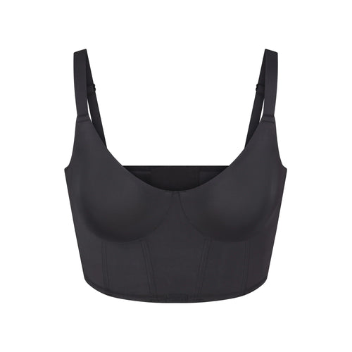 SKIMS LOGO SHINE DEMI CORSET BRA | ONYX