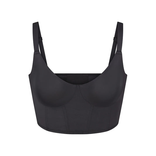 SKIMS LOGO SHINE DEMI CORSET BRA | ONYX