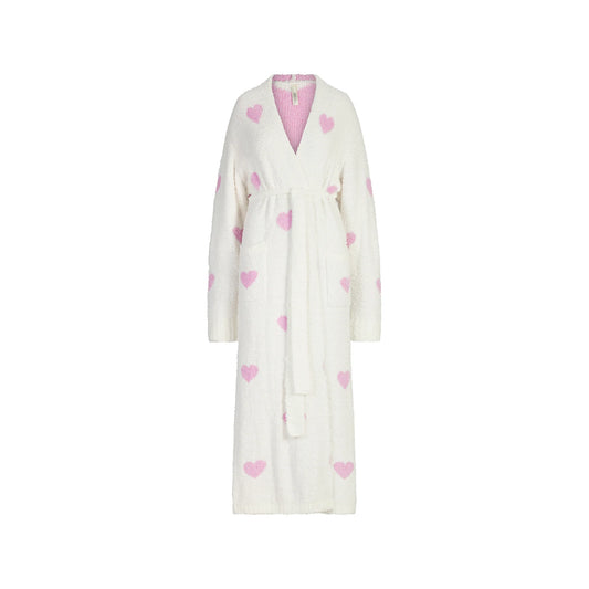 COZY KNIT UNISEX ROBE | IVORY SPACED HEARTS