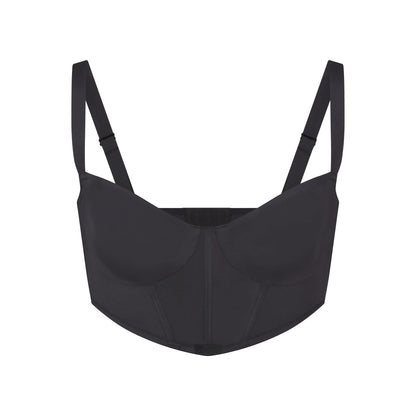 SKIMS LOGO SHINE BALCONETTE CORSET BRA | ONYX