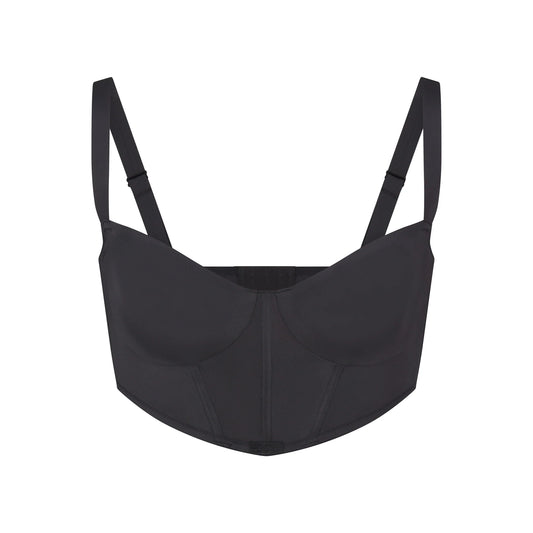 SKIMS LOGO SHINE BALCONETTE CORSET BRA | ONYX