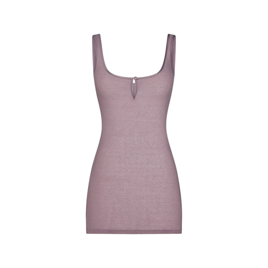 SHEER RIB MINI SLIP DRESS | ZINC